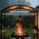 Gazebo per Barbecue 245x152x218 cm con 2 Mensole Laterali e Ganci in Acciaio e Poliestere Grigio Scuro      