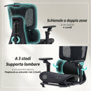 Sedia da Ufficio Ergonomica con Braccioli Poggiatesta Schienale Regolabili Funzione Dondolo in Rete Nero      