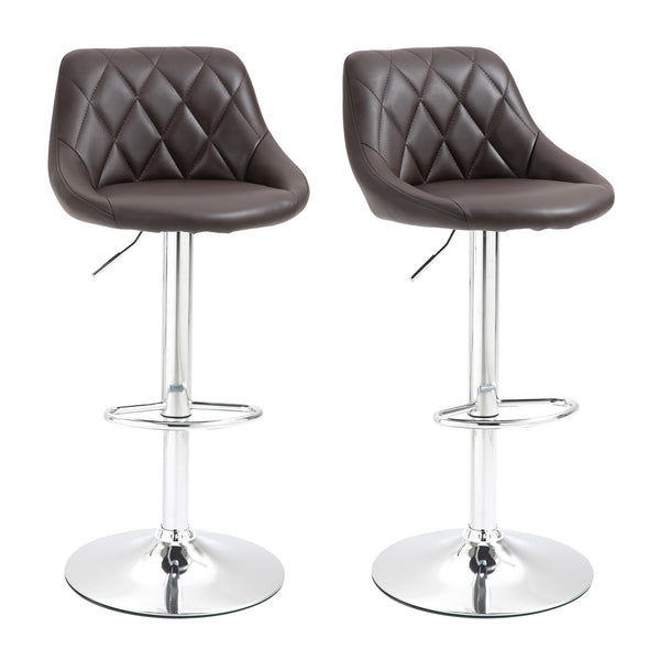 online Set 2 Sgabelli da Bar 51,5x48x83-104 cm in Similpelle Marrone