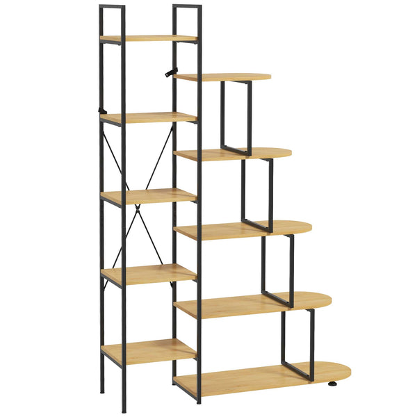 Libreria 10 Livelli 111,5x32x170 cm in Truciolato e Acciaio Naturale e Nero sconto