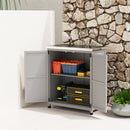 Armadio da Esterno 79x43x92 cm con Ripiano e Banco da Lavoro in Legno e Acciaio Grigio      