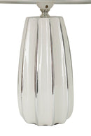 Lampada da Tavolo Emmi Ø30x45 cm in Ceramica e Ferro e Tessuto Bianco e Argento      
