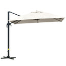 Ombrellone a Sbalzo 295x295 cm Inclinabile con Base a Croce Bianco Crema  