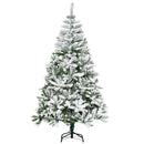 Albero di Natale Innevato Alto 180 cm con 750 Rami Ignifughi e Base in Acciaio Verde      