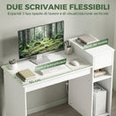 Scrivania per Studio e Scrittura 108x50x82 cm con Cassetto e Scaffali in Legno Bianco      