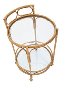 Carrello Panama Round Ø51x74 cm in Ferro e Vetro e Plastica Marrone      