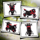 Moto Elettrica per Bambini da 18-36 Mesi 6V con Rotelle Rimovibili Fari e Musiche Integrate Rosso      