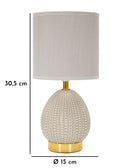 Lampada da Comodino Flavi Grigia Ø15x30,5 cm in Ceramica e Ferro e Tessuto Grigio      