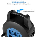 Avvolgicavo Multipresa 5 Metri con Interruttore di Protezione Prolunga 4 Prese Blu      