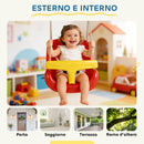 Altalena per Bambini 9-36 Mesi Regolabile 28x36x180 cm con Corde e Moschettoni in PE Rossa e Gialla      