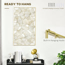 Decorazione Murale 3D Rettangolare 50x85 cm in Metallo Foglie di Ginkgo Oro