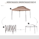 Gazebo Doppio Tetto Impermeabile con Zanzariere Marrone 3,25x3,25 m 
