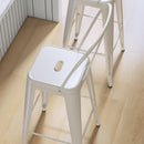 Set 2 Sgabelli da Bar Stile Industriale Schienale Rimovibile 44x49x116 cm in Metallo Bianco