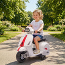 Moto Elettrica per Bambini Licenza Vespa Batteria Ricaricabile 6V Rotelle e Luci Bianco      