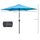 Ombrellone da Giardino Ø260x240 cm con Manovella e Testa Inclinabile in Alluminio e Poliestere Blu  