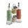 Menage Set Olio Aceto Sale e Pepe  in Vetro e Metallo VdE Tivoli 1996 con Stand