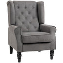 Poltrona da Salotto in Stile Francese 74x86x102 cm con Cuscini Sfoderabili Gambe in Legno Grigio  