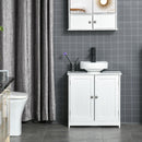 Mobile Sottolavello da Bagno 60x30x60 cm 2 Ante e Intaglio a U Bianco 