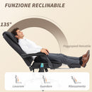 Poltrona da Ufficio 67x79x111-121 cm con Telecomando e 6 Punti di Massaggio in Tessuto Misto Velluto e Lino Grigio      