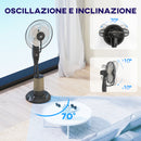 Ventilatore Nebulizzatore con Serbatoio 3,2L 3 Modalità e 3 Velocità Oscillazione 70° Timer Telecomando Nero      