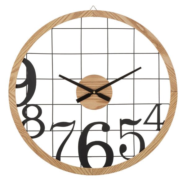 Orologio da Muro Numbers 60x2,5x60 cm in Ferro e MDF Nero e Marrone sconto
