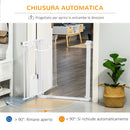 Cancelletto di Sicurezza per Cani con Porta Piccola Regolabile e Chiusura Automatica 75-103x76 cm Bianco