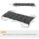 Cuscino per Panchina da Giardino 100x40cm con Laccetti e Imbottitura Spessa Grigio Scuro