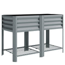 Vaso Rialzato 120x55x80 cm con Ripiano Portaoggetti Capacità 150L in Acciaio Zincato Grigio      