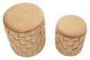 Puff con Contenitore Shanty Oro Set 2 Pz Ø37x42 cm - Ø28x35 cm in Ferro e MDF e Spugna e Poliestere Oro      