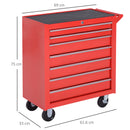 Carrello Porta Attrezzi 69x33x75 cm con 7 Cassetti Tappetini in EVA Serratura e 2 Chiavi Ruote con Freno in Acciaio Rosso      