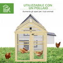 Recinto per Galline all'Aperto 140x88,5x106 cm con Porte Multiple e Rete in Metallo in Legno Naturale      