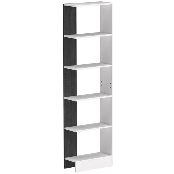 Libreria Moderna Salvaspazio 45x21x170 cm a 5 Ripiani in Legno Bianco e Nero online