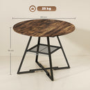 Tavolo da Pranzo 4 Posti Ø100x76 cm Stile Industriale con Ripiano in Metallo Marrone Rustico      