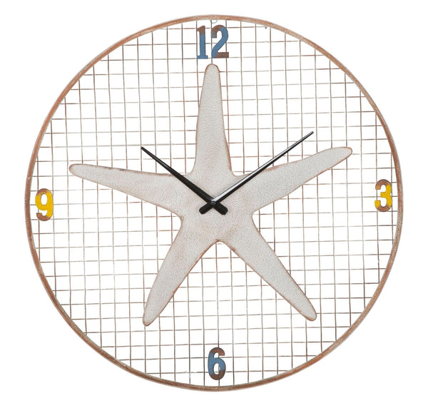 Orologio da Muro Stella Marina Ø57x3,5 cm in Ferro Bianco sconto