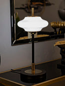 Lampada da Tavolo Vintage Ø22x46 cm in Ferro e Vetro Oro e Nero e Bianco      