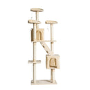 Albero Tiragraffi in Bambù con Morbido Peluche Beige 60x50x180 cm 