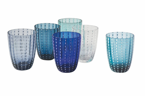 sconto Set 6 Bicchieri Acqua in Vetro con Pois e Superficie Ondulata 300 ml Villa d'Este Home Tivoli Kalahari