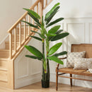 Pianta Artificiale Albero di Banano Finto con 18 Foglie Alto 180 cm Verde      