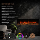 Camino Elettrico da Incasso a Parete Frontale 150x18x46 cm Detroit LED RGB e APP  