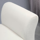 Panca Contenitore con Braccioli 111,5x41x65 cm in Tessuto Effetto Velluto e Legno Bianco Crema   