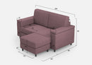 Divano 2 Posti con Pouf 168x145x85 cm Marrak in Tessuto Prugna