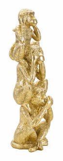 Decorazione Scimmie Tower Ø10,5x30 in Resina Oro          