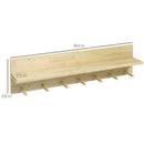 Mensola da Parete con 7 Ganci per Ingresso e Soggiorno 80x12x20 cm in Legno di Abete 