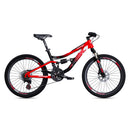 Bicicletta per Bambini Mountain Bike 24" Twenty Full 24 Cambio Shimano 21V Telaio in Acciaio Rosso e Nero