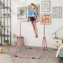 Barra Trazioni per Bambini Pieghevole Altezza Regolabile 88-128 cm in Acciaio Rosa  