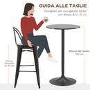 Tavolo da Cucina Alto Bar Ø60x102 cm per 2 Persone in MDF e Metallo Nero      