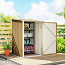 Casetta Box da Giardino Porta Attrezzi 100x104x160 cm con Porta a Battente in Acciaio Galvanizzato Marrone Chiaro      