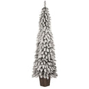 Albero di Natale Artificiale Floccato Effetto Realistico Innevato 210 cm 417 Rami 250 Luci LED Montaggio Fasciato Effetto Neve