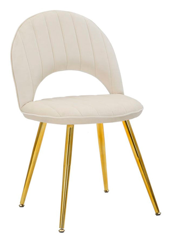 Set 2 Sedie Imbottite 52x48x78 cm in Tessuto Velluto Flex Crema e Oro online
