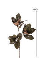 Set 2 Ramo con Foglie di Magnolia Artificiale Altezza 91 cm Verde